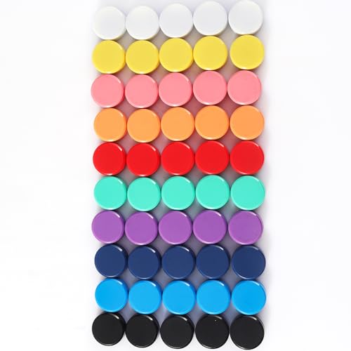 PYJLBX Magnete für Magnettafel, 50 Stück 10 Farben Magnet Kühlschrankmagnete, Magnete Stark Magnete Kühlschrank Tafel Magneten Kleine Mini Magnete Bunt Rund Magnete für Whiteboard Pinnwand Kühlschrank von PYJLBX