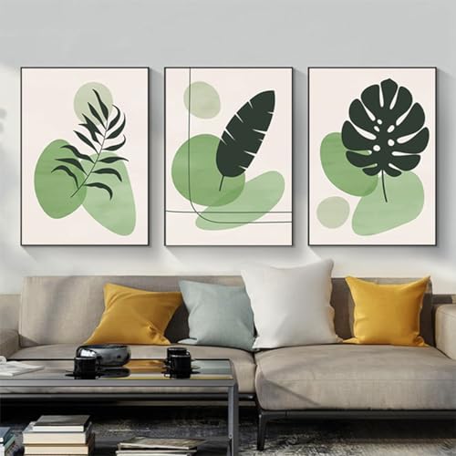 3er Set Poster Abstrakten Botanical Leaf Print Postern, Moderne Abstrakte Bohemian Poster,Ohne Rahmen (Bild-09,50x70cm*3Pcs) von PYNVDD