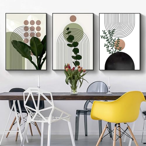 3er Set Poster Bohemian Poster Set Aesthetic Pflanze Bilder Moderne Abstrakt Kunst Wandbilder Boho Deko Bilder,Ohne Rahmen (Poster-07,30x40cm*3Pcs) von PYNVDD
