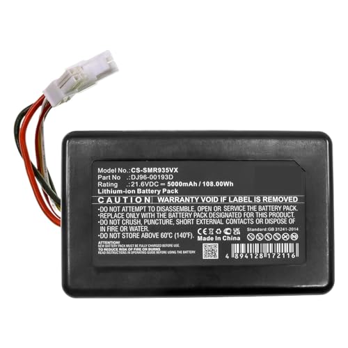 PYQMZTRV Staubsauger-Akku 21,6 V/5000 mAh DJ96-00193D, kompatibel for Samsung PowerBot R9350, R9250, VR2AK9350WK/AA, SR20K9350WK PYQMZTRV Staubsauger-Akku 21,6 V/5000 mAh DJ96-00193D, kompatibel for Samsung PowerBot R9350, R9250, VR2AK9350WK/AA, SR20K9350WK von PYQMZTRV