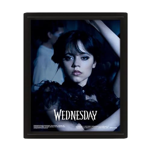 PYRAMID POSTERS Wednesday Poster in 3D (Goo Goo Muck Design) Lentikular 3D Wandkunst und Poster in schwarzem Bilderrahmen 25 cm x 20 cm x 1,5 cm – offizieller Merchandise-Artikel von PYRAMID POSTERS