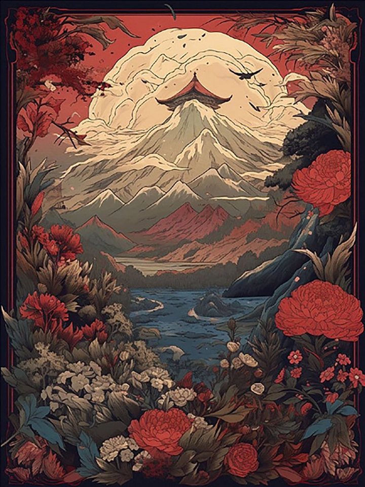PYRAMID Kunstdruck Botanical Blossom Kunstdruck Japanische Landschaft 30 x 40 cm von PYRAMID