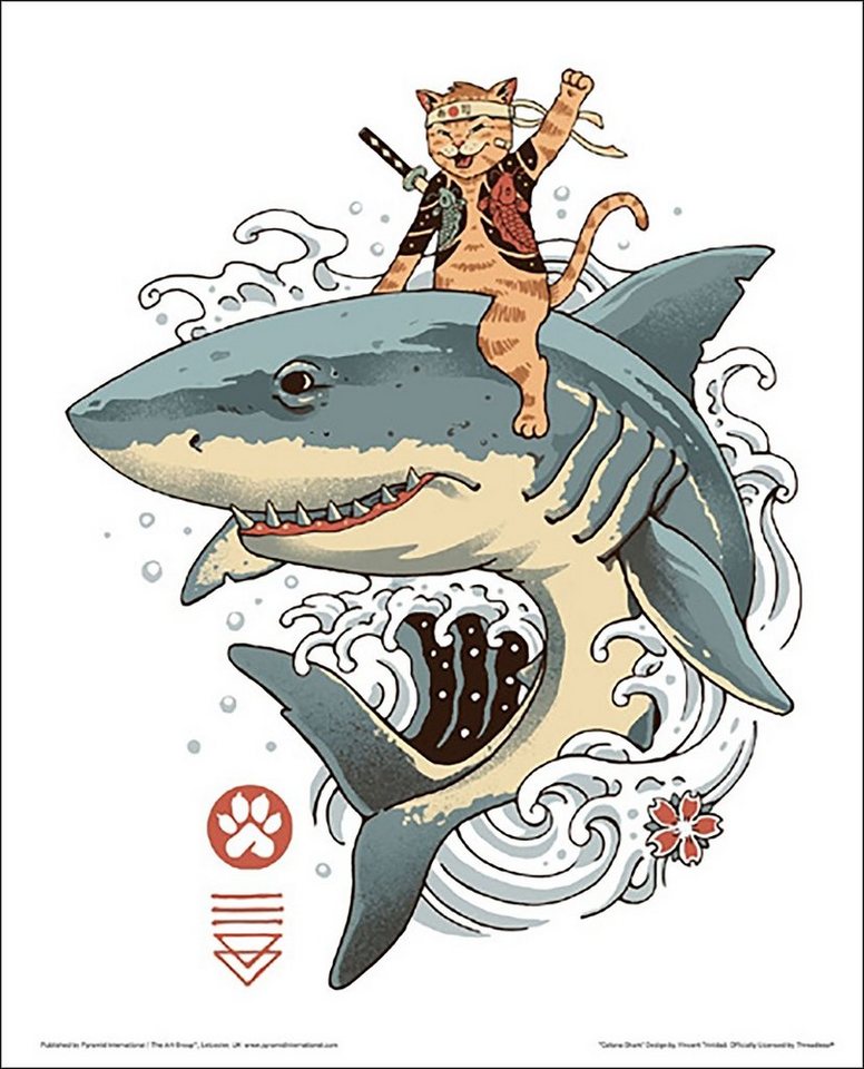 PYRAMID Poster Catana Shark Kunstdruck Vincent Catana, Threadless 30 x 40 cm von PYRAMID