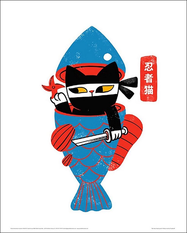 PYRAMID Kunstdruck Neko Ninja Kunstdruck ppmid, Threadless Design 30 x 40 cm von PYRAMID