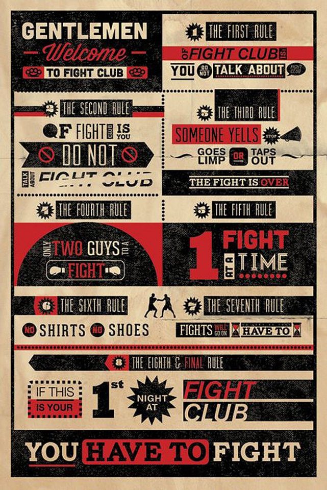 PYRAMID Poster Fight Club Poster Rules 61 x 91,5 cm von PYRAMID