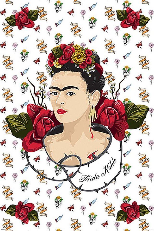 PYRAMID Poster Frida Kahlo Poster Red and White 61 x 91,5 cm von PYRAMID