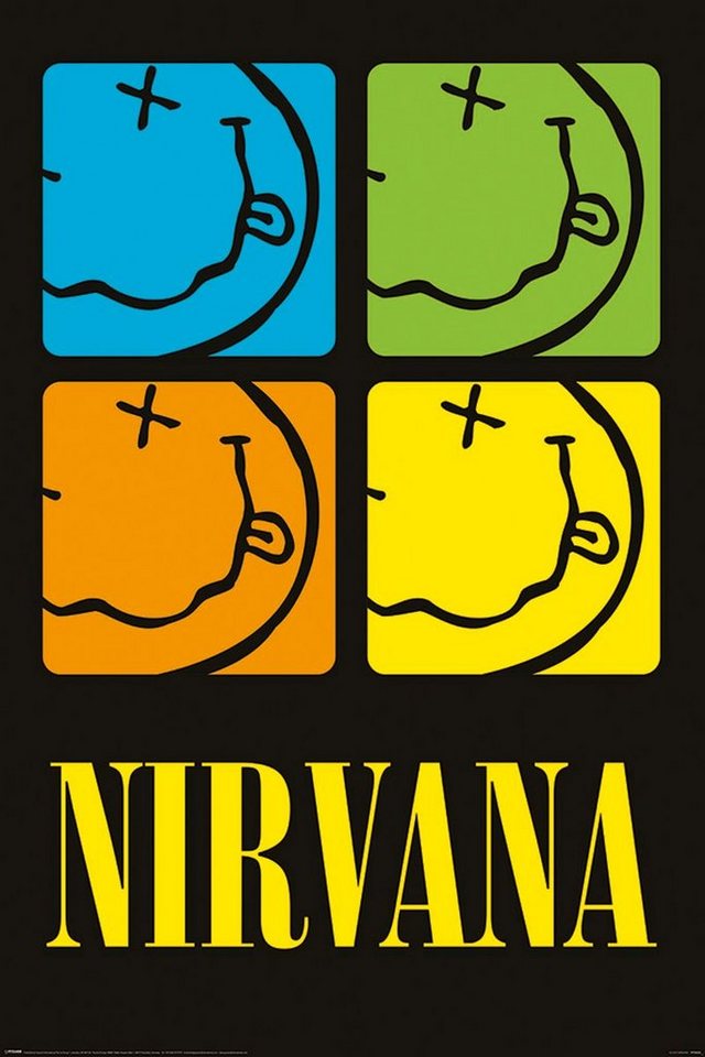 PYRAMID Poster Nirvana Poster Smiley Squares 61 x 91,5 cm von PYRAMID