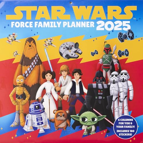 Pyramid - Star Wars 2025 Familienplaner, 30x30cm, Familienkalender für Fans der Galaxie-Welt, Terminplaner mit 6 Spalten und Sticker Sheet, nachhaltig nur mit Papierumschlag von Pyramid Europe