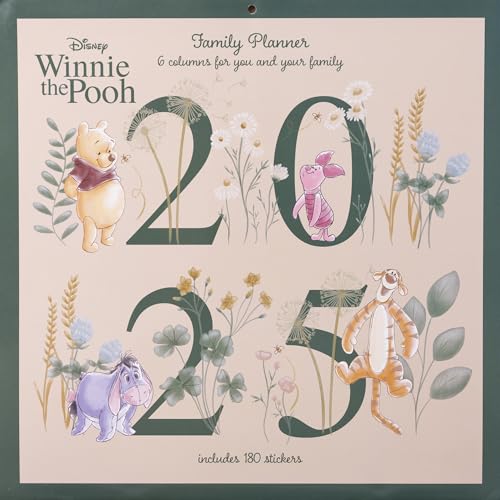 Pyramid - Winnie the Pooh 2025 Familienplaner, 30x30cm, Familienkalender mit Abenteuern von Winnie Pooh & Freunden, Monatskalender mit 6 Spalten und Sticker Sheet, nachhaltig nur mit Papierumschlag von Pyramid Europe