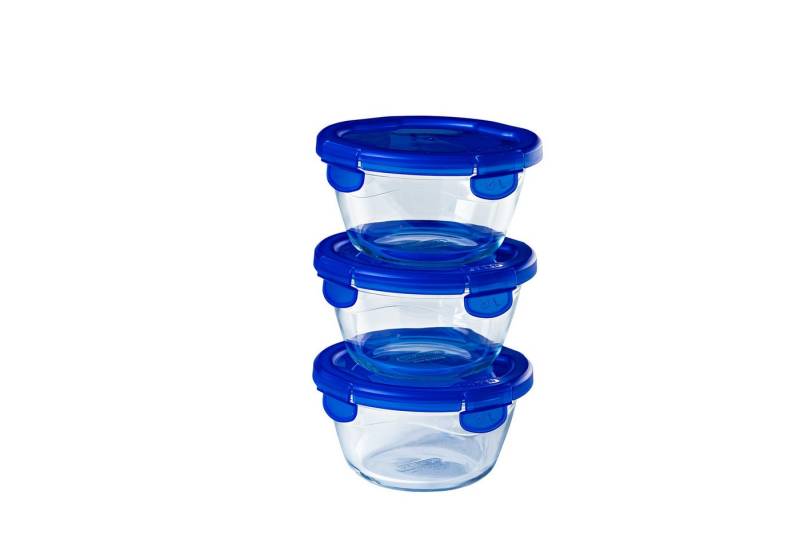 PYREX Frischhaltedose Cook&Go - Bundle aus 3 runden luft- und tropfdichten Frischhaltedosen, (Set, 3er-Set), Hitzebeständiges Glas, Made in France, luftdicht, tropfdicht von PYREX