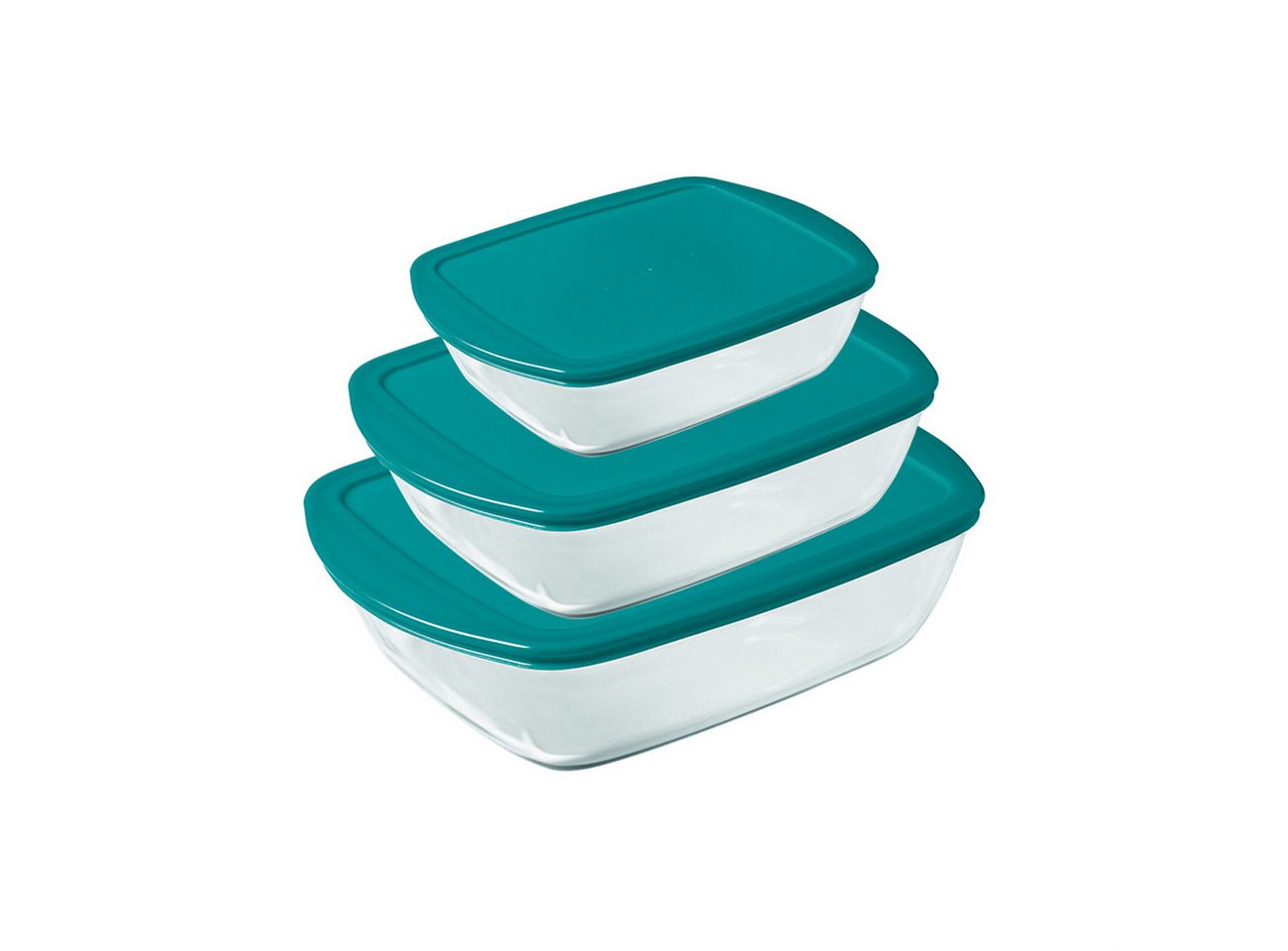 PYREX Frischhaltedose Cook&Store - Bundle bestehend aus 3 rechteckigen Frischhaltedosen, (Set, 3er-Set), Borosilikatglas, Made in France, mikrowellengeeignet (ohne Deckel) von PYREX