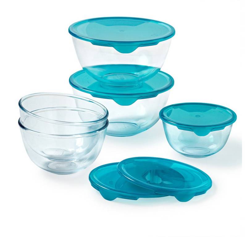 PYREX Frischhaltedose Pyrex Cook & Enjoy Schüssel-Set Large 5-tlg, (Set, 5er-Set, ineinander stapelbar), Made in France, luftdicht, BPA-frei von PYREX