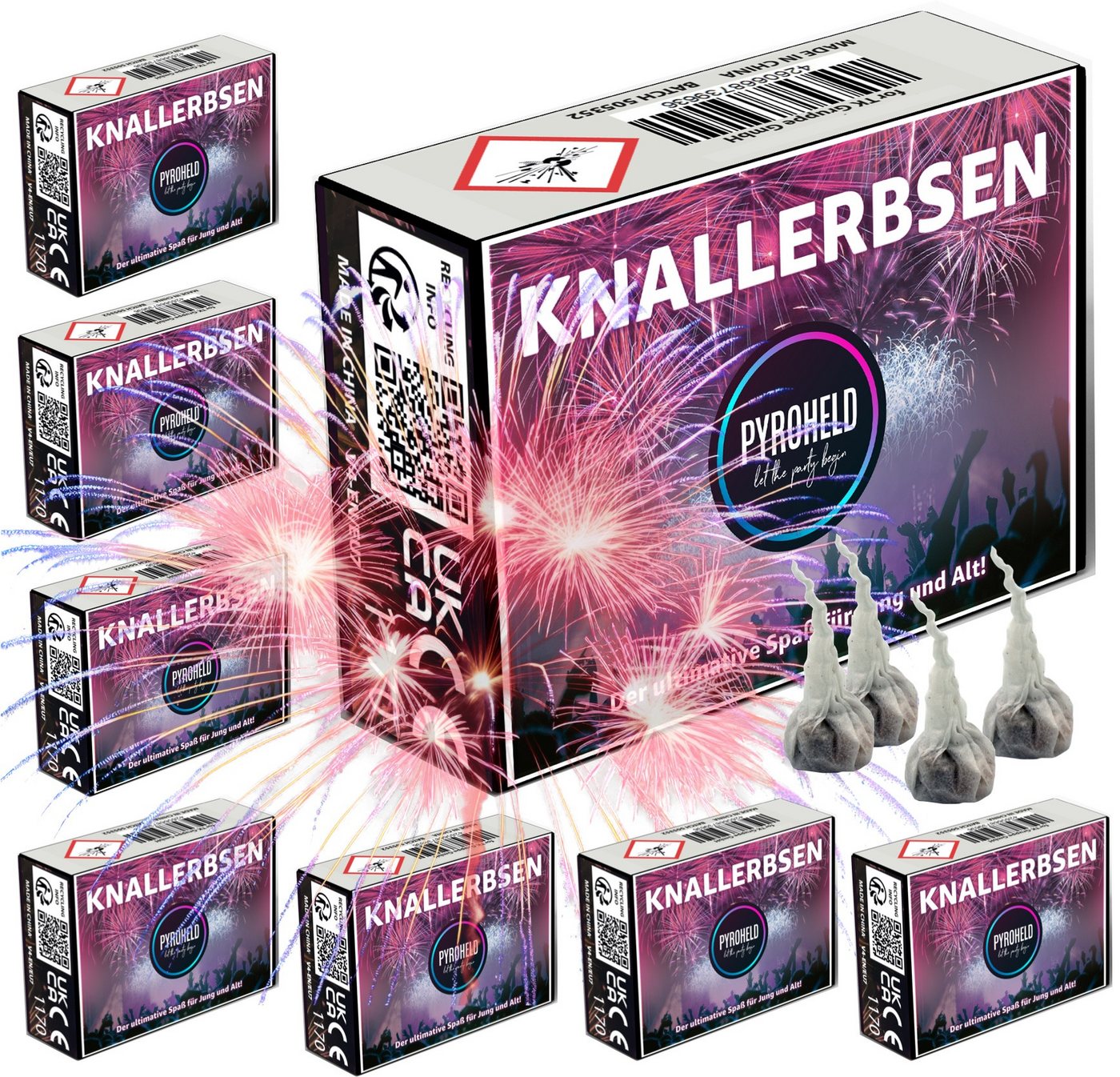 PYROHELD Geburtstagskerze Knallerbsen - Jugendfeuerwerk für Silvester - Knallteufeln (Set, 1000-tlg) von PYROHELD