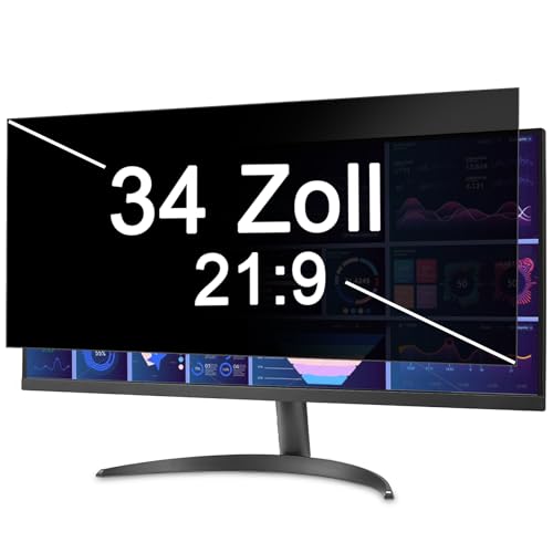 PYS Blickschutzfolie für 34 Zoll Monitor 21:9 Seitenverhältnis Computer Bildschirm Blaulicht Blocking Blendfrei Abnehmbar Blickschutzfilter Sichtschutzfilter von PYS