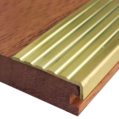 1 Stück Anti-Rutsch-Treppenkantenschutz aus Messing – Stufenkantenschutz for Holz, Fliesen und mehr | for Treppen und Schwellen(38x8mm) von PYSyansu