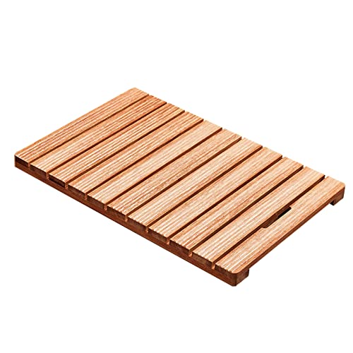 1 große Teak-Duschmatte – rutschfeste Badematte aus Holz mit Lattenablauf for Badezimmer, Spa, Dusche und Poolbereich(80x100x4.3cm) von PYSyansu