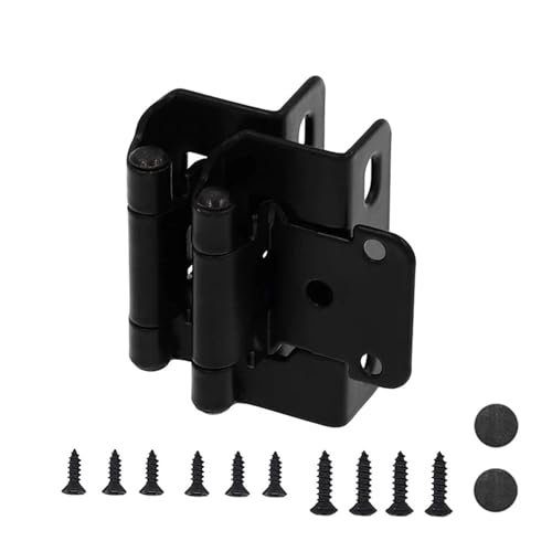 2 Stück selbstschließende Küchenschrankscharniere – hochwertige Stahl-Halbverdeckplatte for Möbelbeschläge(Matte Black) von PYSyansu