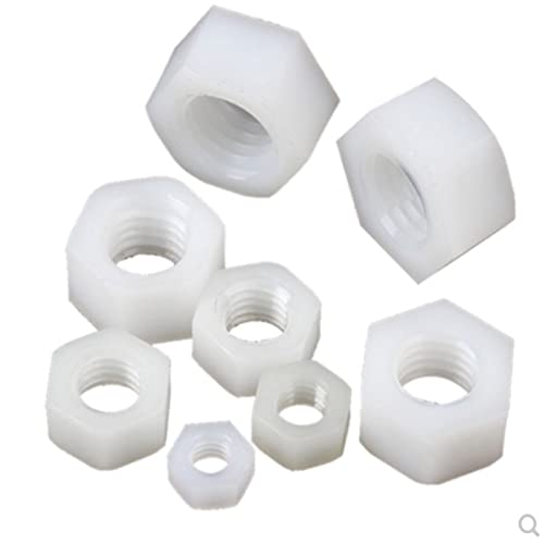 20–50 Stück Nylon-Sechskantmuttern DIN934 – M2 M2,5 M3 M4 M5 M6 M8 M10 M12 – weiße/schwarze Kunststoffverschlüsse(White,M2.5 50pcs) von PYSyansu