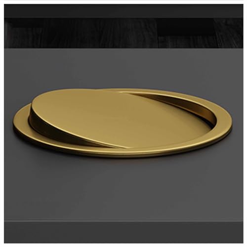PYSyansu 1 Stück Edelstahl-Einbaumülleimerdeckel - Runder eingebetteter Abfalleimer mit Schwingklappe for die Küchenarbeitsplatte(Gold,290mm) von PYSyansu