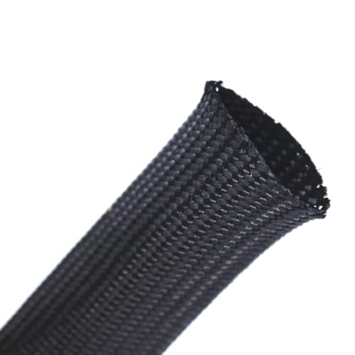 PYSyansu 10 m erweiterbarer geflochtener Kabelschlauch – schwarzer Baumwolldrahtstrang for Power-Audio- und Elektronikmanagement(15mm) von PYSyansu