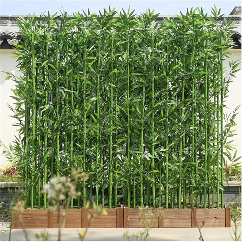 PYSyansu Künstliche Bambus-Trennwand – naturgetreue künstliche Grünpflanzen mit Holzsockel for die Innen- und Außendekoration(100cm Base-18 Pole 1mH) von PYSyansu