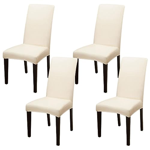 PYSyansu Set mit 2/4/6 Wasserdichten Stuhlhussen aus PU-PU for Esszimmerstühle – langlebiger und stilvoller Schutz for den Einsatz zu Hause, im Hotel und im Restaurant(Off-White,4pack) von PYSyansu