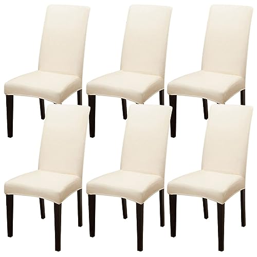 PYSyansu Set mit 2/4/6 Wasserdichten Stuhlhussen aus PU-PU for Esszimmerstühle – langlebiger und stilvoller Schutz for den Einsatz zu Hause, im Hotel und im Restaurant(Off-White,6pack) von PYSyansu