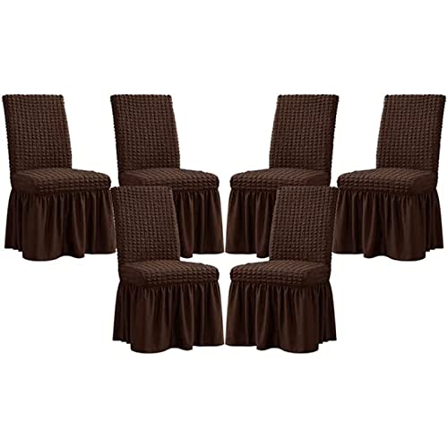 PYSyansu Stretch-Stuhlhussen for das Esszimmer – Abnehmbarer und waschbarer Stuhlschutz for Hochzeiten, Bankette und Partys(Brown,6pack) von PYSyansu
