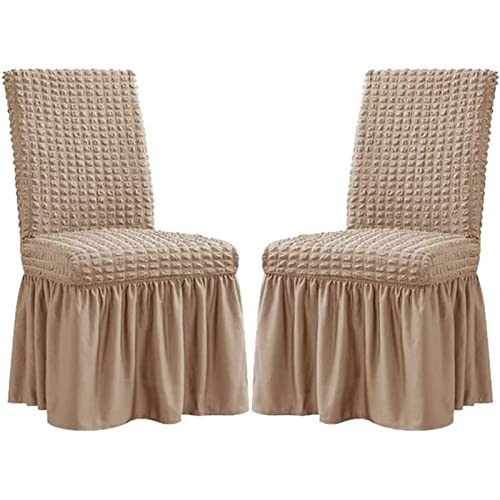 PYSyansu Stretch-Stuhlhussen for das Esszimmer – Abnehmbarer und waschbarer Stuhlschutz for Hochzeiten, Bankette und Partys(Champagne,2pack) von PYSyansu