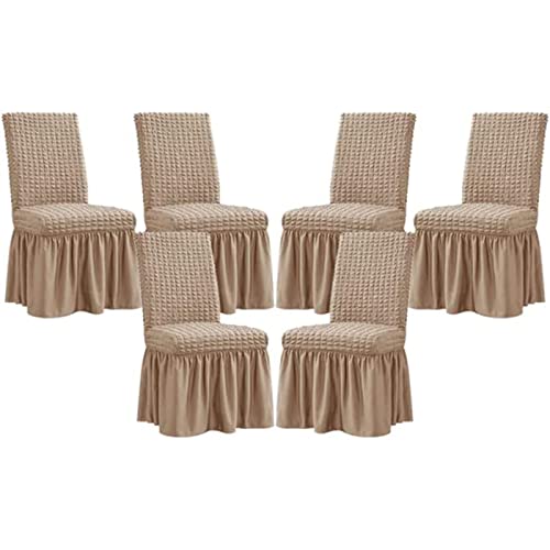 PYSyansu Stretch-Stuhlhussen for das Esszimmer – Abnehmbarer und waschbarer Stuhlschutz for Hochzeiten, Bankette und Partys(Champagne,6pack) von PYSyansu
