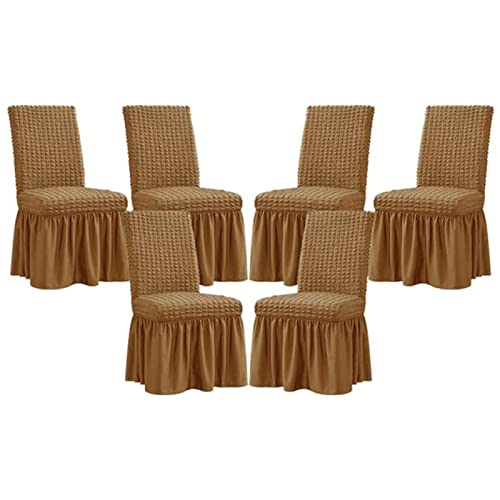 PYSyansu Stretch-Stuhlhussen for das Esszimmer – Abnehmbarer und waschbarer Stuhlschutz for Hochzeiten, Bankette und Partys(Coffee Color,6pack) von PYSyansu