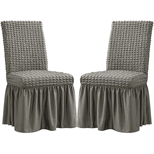 PYSyansu Stretch-Stuhlhussen for das Esszimmer – Abnehmbarer und waschbarer Stuhlschutz for Hochzeiten, Bankette und Partys(Grey,2pack) von PYSyansu