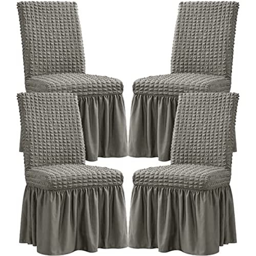 PYSyansu Stretch-Stuhlhussen for das Esszimmer – Abnehmbarer und waschbarer Stuhlschutz for Hochzeiten, Bankette und Partys(Grey,4pack) von PYSyansu