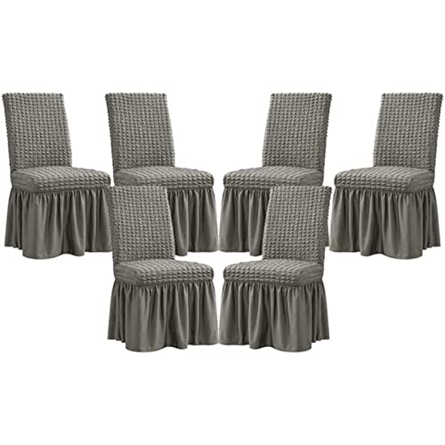 PYSyansu Stretch-Stuhlhussen for das Esszimmer – Abnehmbarer und waschbarer Stuhlschutz for Hochzeiten, Bankette und Partys(Grey,6pack) von PYSyansu