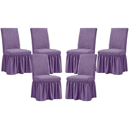PYSyansu Stretch-Stuhlhussen for das Esszimmer – Abnehmbarer und waschbarer Stuhlschutz for Hochzeiten, Bankette und Partys(Purple,6pack) von PYSyansu
