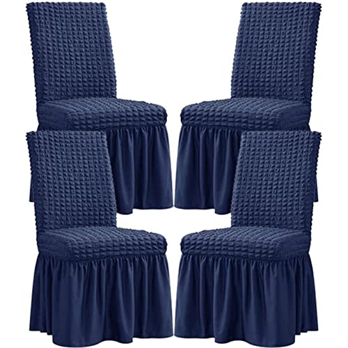 PYSyansu Stretch-Stuhlhussen for das Esszimmer – Abnehmbarer und waschbarer Stuhlschutz for Hochzeiten, Bankette und Partys(Tibetan Blue,4pack) von PYSyansu