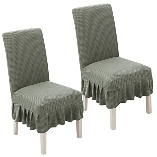 Stretch-Esszimmerstuhlhussen, 2er-/4er-/6er-Set, gerüschte Schonbezüge for Parson-Stühle, for Hochzeiten, Partys und als Heimdekoration(Blue Falling Grey,2pack) von PYSyansu