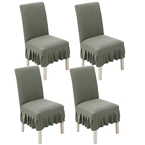 Stretch-Esszimmerstuhlhussen, 2er-/4er-/6er-Set, gerüschte Schonbezüge for Parson-Stühle, for Hochzeiten, Partys und als Heimdekoration(Blue Falling Grey,4pack) von PYSyansu