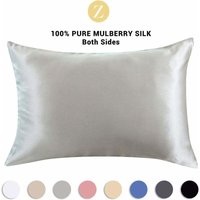 Künstlicher Kissenbezug aus Maulbeerseide – für Haar und Haut – 19 mm Seide auf beiden Seiten – 1 Stück, Polyester, Silbergrau, Standard 50 x 75 cm von PYYGY
