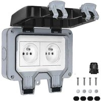 Wasserdichte Steckdose Doppel-Außensteckdose IP66 wasserdichte Wandsteckdose Style1- von PYYGY