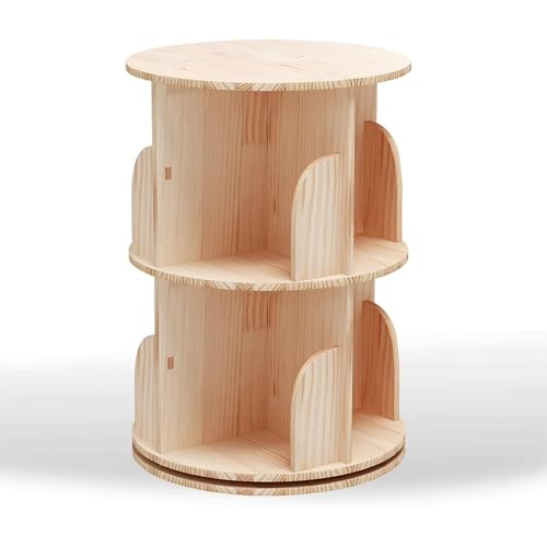 PZEOB 2/3/4/5/6 Tier -Buchregal 360 ° rotierende Massive Holzbuchhandlung mit Schalldämpfer KOSTENLOSE rotierende Bücherregal -Turm -Spar -Bücherregal von PZEOB