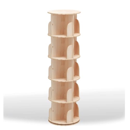 PZEOB 2/3/4/5/6 Tier -Buchregal 360 ° rotierende Massive Holzbuchhandlung mit Schalldämpfer KOSTENLOSE rotierende Bücherregal -Turm -Spar -Bücherregal von PZEOB