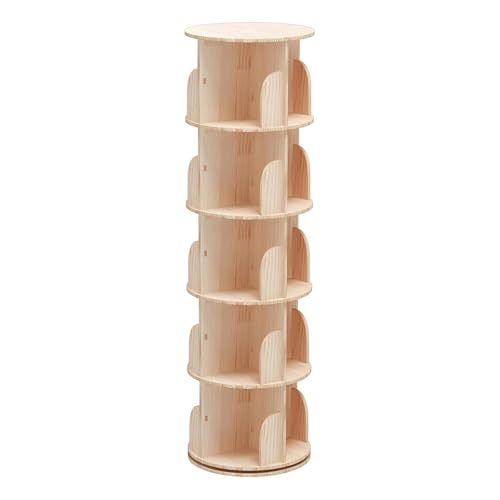 PZEOB 2/3/4/5/6 Tier -Buchregal 360 ° rotierende Massive Holzbuchhandlung mit Schalldämpfer KOSTENLOSE rotierende Bücherregal -Turm -Spar -Bücherregal von PZEOB