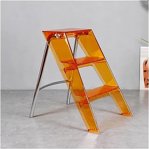 PZEOB 3 Stufen Stufenhocker Klare Acryl-Klappleiter für das Heimbüro Trittleiter Tragbare robuste Metall-Dachbodenleiter PZEOB 3 Stufen Stufenhocker Klare Acryl-Klappleiter für das Heimbüro Trittleiter Tragbare robuste Metall-Dachbodenleiter von PZEOB