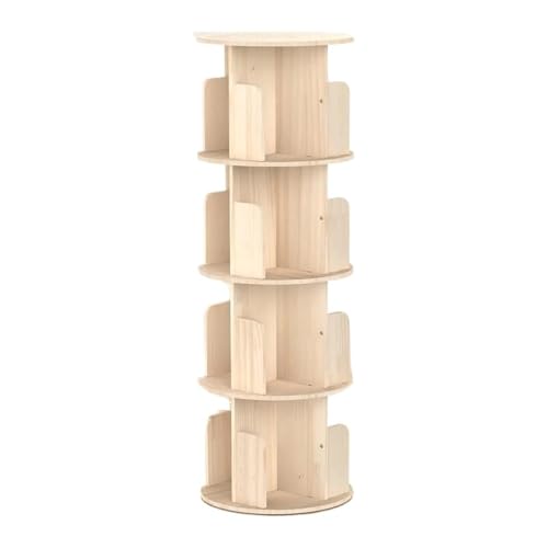 PZEOB 4 -stufige 360 ​​° rotierende Bücherscheibe -Turm -Display -Regal für Bücher und Dekor -Eckbuchhandel mit Sich drehendem Design für kleine Räume von PZEOB