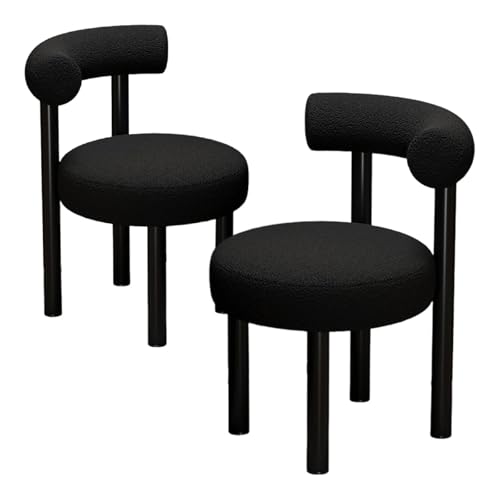 PZEOB Esszimmerstühle, 2er-Set, Küchenstühle mit gebogener Rückenlehne, Polsterung aus Lammwolle und Dicke Polsterung, Beine aus Karbonstahl, Küchentischstühle(Svart) von PZEOB