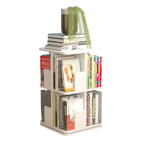 PZEOB bücherregale Freistehendes Bücherregal, quadratisches Bücherregal, stehendes Bücherregal, 2-stöckig/3-stöckig/4-stöckig, für Heimbüro-Dekoration, 360° drehbares Bücherregal perfekte Darstellung von PZEOB