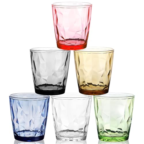 PZJFH 6 Stück Wassergläser aus Kunststoff, 330ml Unzerbrechliche Trinkgläser klar stapelbar für Outdoor, Wiederverwendbare Plastikgläser bruchsicher für Garten, Picknick, Pool oder Kinder von PZJFH