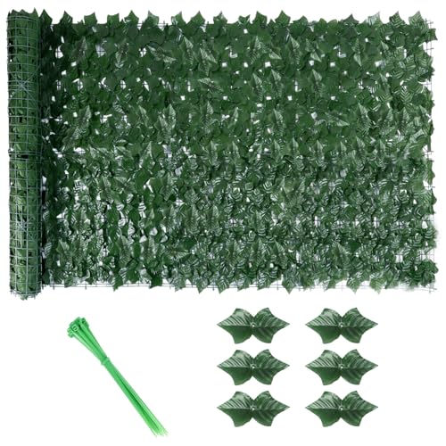 PZJFH Efeu Sichtschutz Zaun,100x300cm Balkon Sichtschutz, Künstliche Hecke Sichtschutz Garten,Sichtschutz Efeu,Hecke Zaun,UV-Beständig，Geeignet Zur Garten- und Balkondekoration(1PCS) von PZJFH