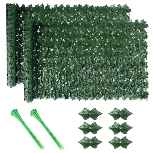 PZJFH Efeu Sichtschutz Zaun,100x300cm Balkon Sichtschutz, Künstliche Hecke Sichtschutz Garten,Sichtschutz Efeu,Hecke Zaun,UV-Beständig，Geeignet Zur Garten- und Balkondekoration(2PCS) von PZJFH